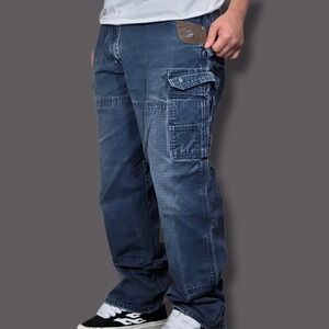 Wrangler Riggs Workwear Cargo Pants Mens 36x36 Navy Blue Good Reinforced Knee